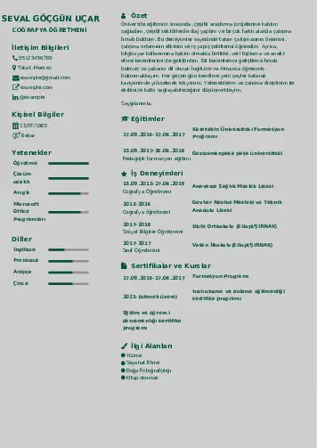 Coğrafya Öğretmeni CV Örnekleri cv indir